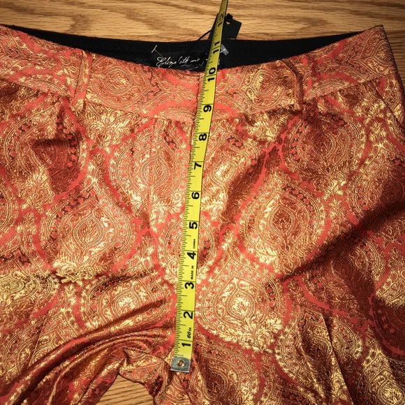 Elizabeth and James $325 Orange Brocade Pants 2 - Picture 6 of 8